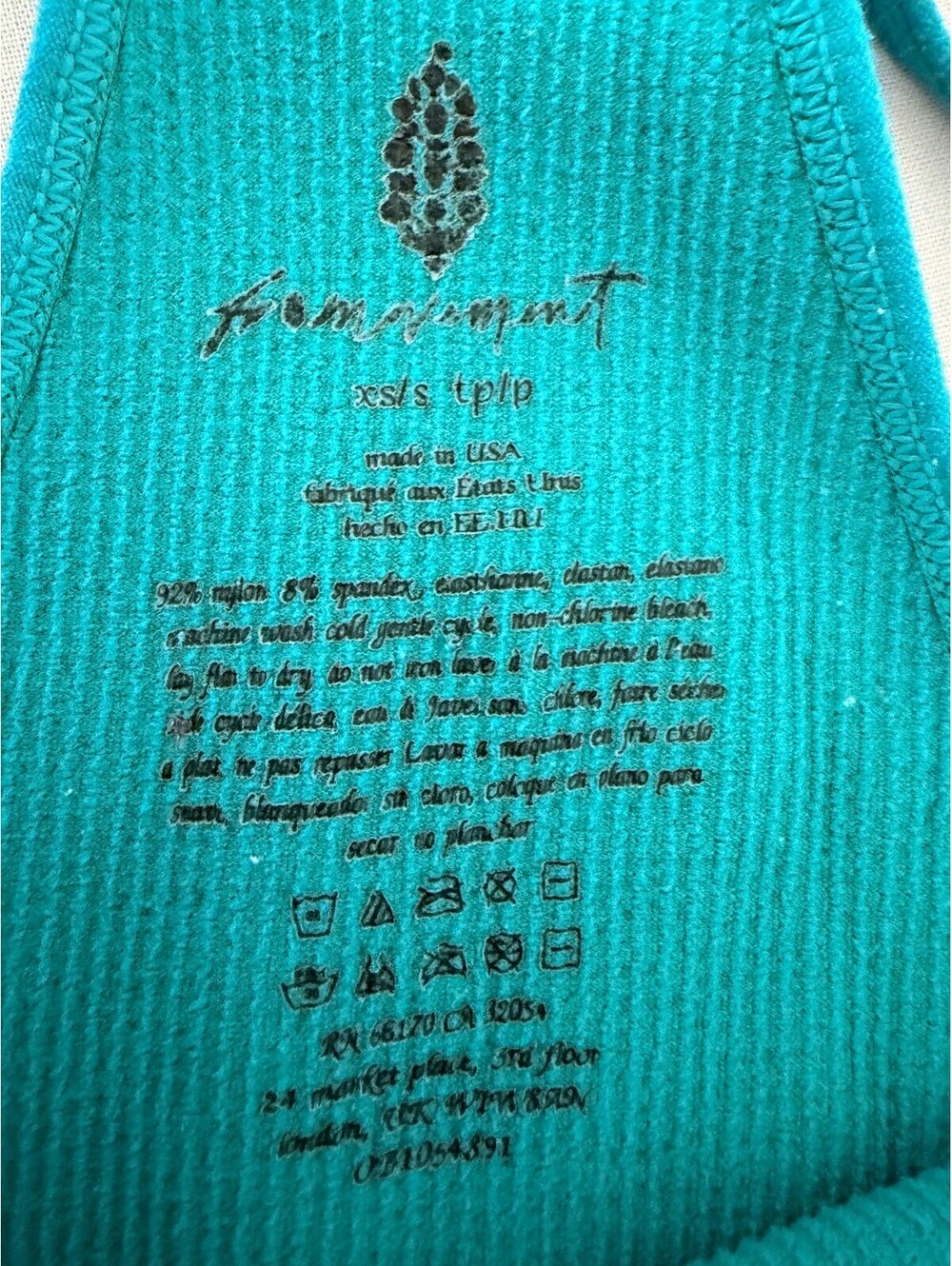 FP Movement XS/S Turquoise Ribbed Racerback Cropped Tank Top - Picture 4 of 6